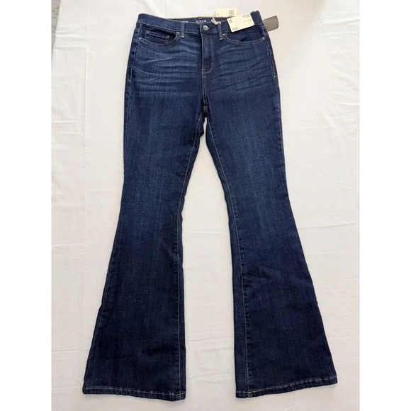 A.n.a High-Rise Flare Jeans Womens 10 Blue Dark Wash Stretch Slim 31x32 - Picture 1 of 11